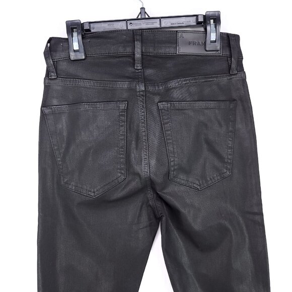 Frame The Alix Faux Leather Jeans Womens Size 26 Skinny Black High Rise - Picture 5 of 14
